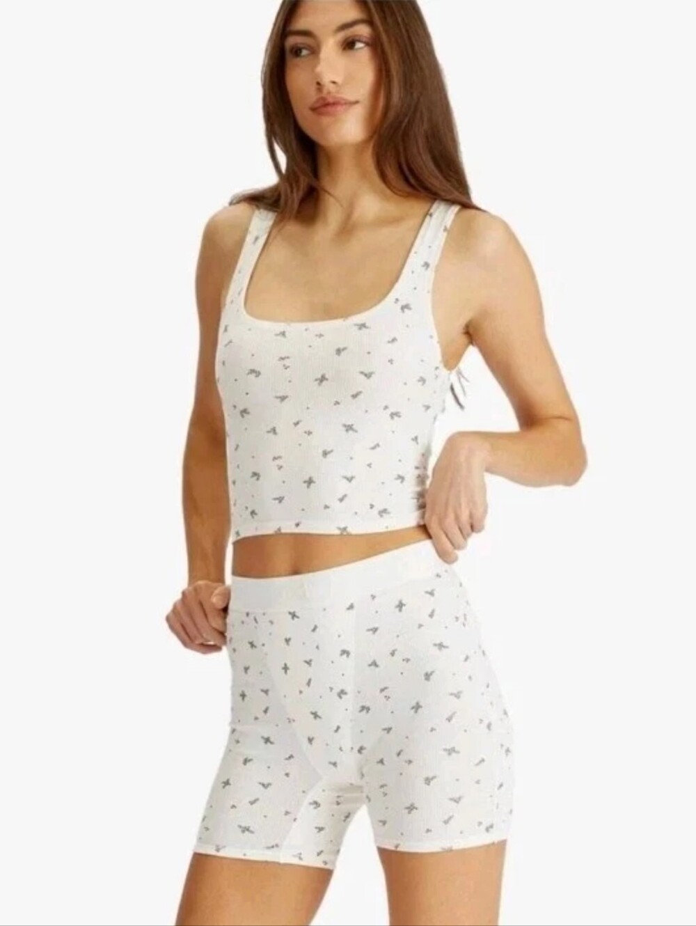Skims ribbed tank & boxer Set Limited Edition Holly Print XL